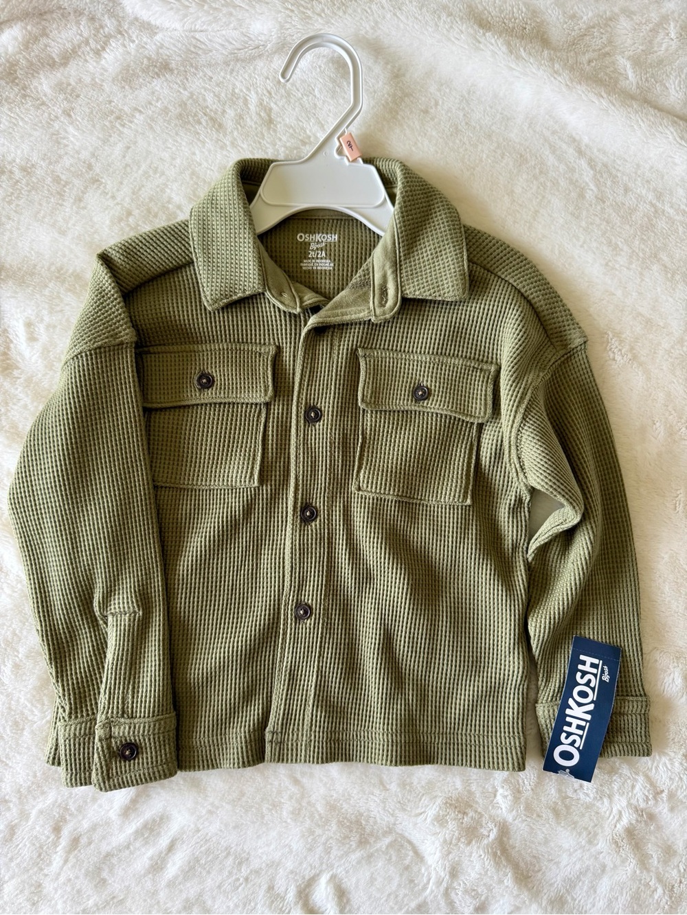 OshKosh B'gosh Olive Green Waffle-Knit Shirt Jacket